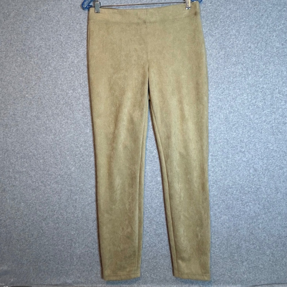 Max Studio Faux Suede Leggings Women M Tan Stretch Slim Fit Minimalist Chic